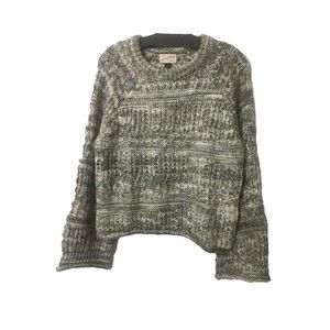 Universal thread Women's Sweater long sleeve Crewneck Pullover Gray White Size M